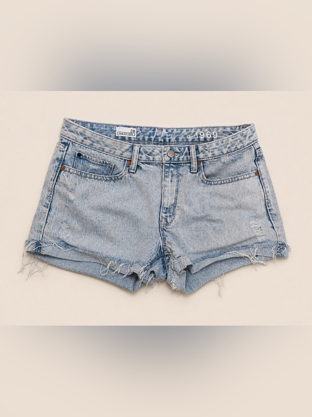 Gap 1969 Slim Cut-Off Denim Shorts Distressed Light Wash Women’s Size 28